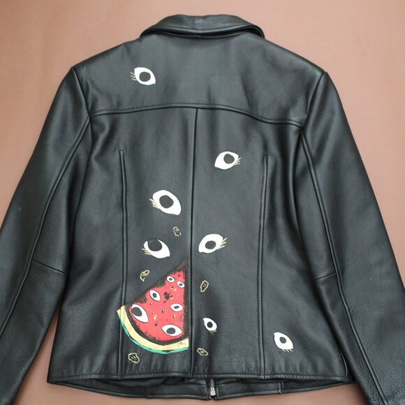 Vintage Unique Leather Jacket, "Melon", SPARK + REBEL - Size S - Picture 6 of 11